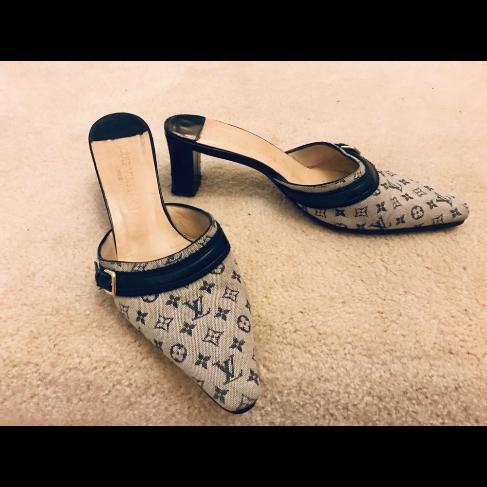 Louis  Vuitton Mini Lin Bordeaux Pointy Toe Mules